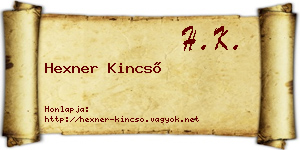 Hexner Kincső névjegykártya